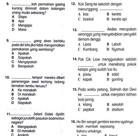 Koleksi Soalan Objektif Bahasa Melayu Tingkatan 3 Image