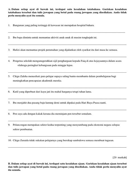 Soalan Tatabahasa Bahasa Melayu Tingkatan 1 Image